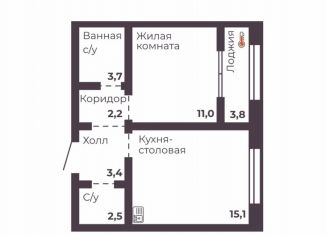 Продажа однокомнатной квартиры, 37.9 м2, Челябинск, Тракторозаводский район, проспект Ленина, 1