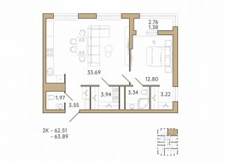 1-комнатная квартира на продажу, 63.9 м2, Пенза, 2-й проезд Свердлова, 27