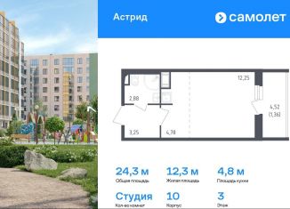 Продажа квартиры студии, 24.3 м2, Колпино, проспект Ленина, 60, ЖК Астрид