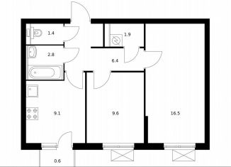 2-комнатная квартира на продажу, 48.3 м2, Котельники, ЖК Белая Дача Парк, микрорайон Парковый, 2