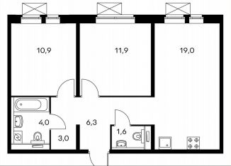 Продам двухкомнатную квартиру, 56.6 м2, Котельники, ЖК Белая Дача Парк, микрорайон Парковый, 2