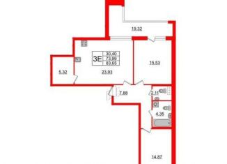 Продажа двухкомнатной квартиры, 83 м2, Санкт-Петербург, Среднерогатская улица, 11к2, Московский район