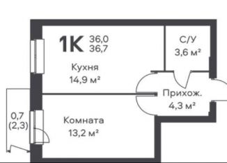 Продам однокомнатную квартиру, 36.7 м2, Пермь, Орджоникидзевский район, улица Вильямса, 5А