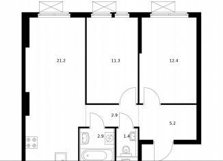 Продается 2-ком. квартира, 57.3 м2, Котельники, ЖК Белая Дача Парк, микрорайон Парковый, 2