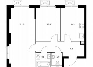 Продам 2-ком. квартиру, 57.6 м2, Котельники, ЖК Белая Дача Парк, микрорайон Парковый, 2