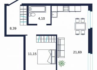 Продажа 1-комнатной квартиры, 44.6 м2, Тюмень, улица Мелиораторов, 6А
