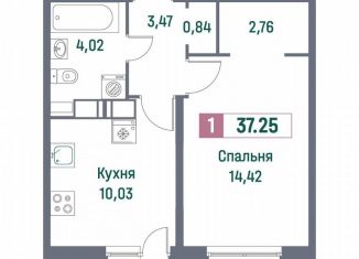 Продам 1-ком. квартиру, 37.3 м2, Мурино, Ручьёвский проспект, 1/24
