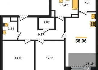 Продам 2-ком. квартиру, 68.1 м2, Воронеж