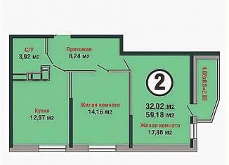 Продаю 2-ком. квартиру, 60 м2, Краснодар, Душистая улица, 60к2, микрорайон Молодёжный