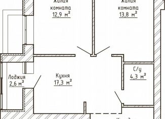 Продается двухкомнатная квартира, 54.5 м2, Тольятти