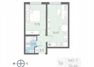 Продается однокомнатная квартира, 34.5 м2, Санкт-Петербург, метро Проспект Ветеранов