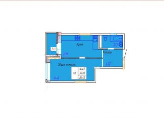 Продам 1-ком. квартиру, 36.5 м2, Чувашия, Речной бульвар, поз7