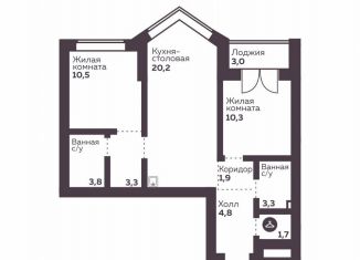 Продаю 2-ком. квартиру, 59.8 м2, Екатеринбург, Орджоникидзевский район