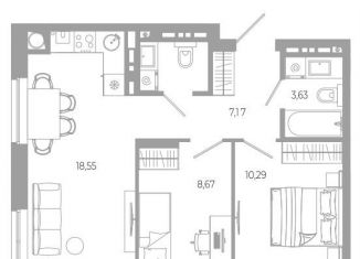 Продажа 2-комнатной квартиры, 50.9 м2, Астрахань, Боевая улица, 132с3