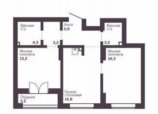 Продажа 2-ком. квартиры, 62.2 м2, Екатеринбург, Орджоникидзевский район