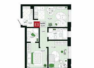 Продажа 2-ком. квартиры, 53.4 м2, Тула, Привокзальный территориальный округ