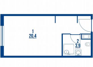 Квартира на продажу студия, 24.3 м2, Санкт-Петербург, Витебский проспект, 99к1, муниципальный округ Гагаринское