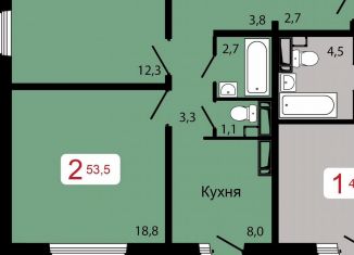 Продам 2-ком. квартиру, 53.5 м2, Красноярский край