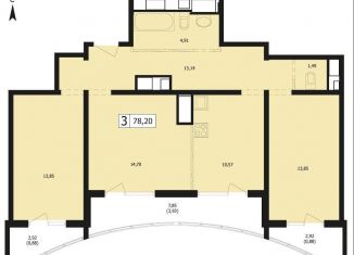 Продам 3-ком. квартиру, 78.2 м2, Краснодар, улица Автолюбителей, Карасунский округ