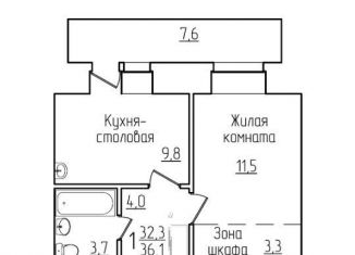 Продам 1-ком. квартиру, 36.1 м2, Благовещенск