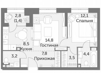 2-ком. квартира на продажу, 55.7 м2, Москва, улица Вильгельма Пика, 1, СВАО