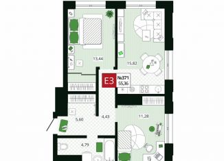 Продается 2-ком. квартира, 55.4 м2, Тула