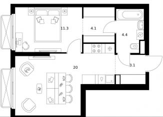Продается однокомнатная квартира, 42.9 м2, Москва, район Гольяново