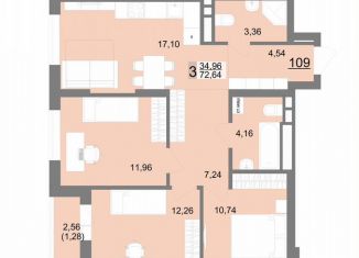 Продается 3-ком. квартира, 72.6 м2, Екатеринбург, Тенистая улица, 8с5