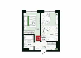 Продажа однокомнатной квартиры, 35.7 м2, Тула