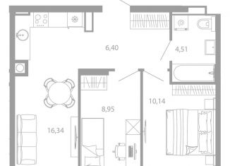 Продаю двухкомнатную квартиру, 46.3 м2, Астрахань, улица Николая Островского, 148/1