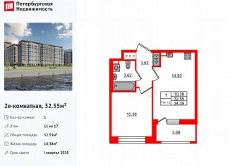 Продажа 1-ком. квартиры, 32.6 м2, Санкт-Петербург, метро Елизаровская