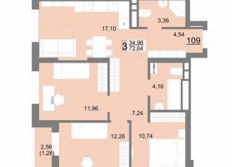 Продаю 3-комнатную квартиру, 72.6 м2, Екатеринбург, Тенистая улица, 8с5, ЖК На Тенистой
