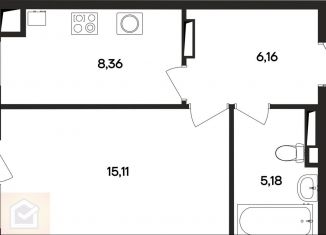 1-комнатная квартира на продажу, 34.8 м2, поселок городского типа Заозерное, улица Аллея Дружбы, 2Д