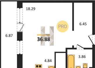 Квартира на продажу студия, 36.9 м2, Новосибирск, Междуреченская улица, 5/2