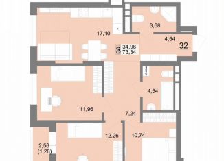 Продажа трехкомнатной квартиры, 73.3 м2, Екатеринбург, Тенистая улица, 8с5