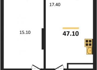 Продаю однокомнатную квартиру, 47.1 м2, Новосибирск, Приморская улица, 15с1