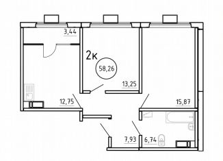 Продается 2-комнатная квартира, 58.3 м2, Челябинск, Советский район