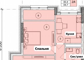 Продается двухкомнатная квартира, 54.7 м2, Грозный, проспект Ахмат-Хаджи Абдулхамидовича Кадырова, 185/4, микрорайон Ленгородок