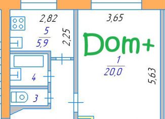1-комнатная квартира на продажу, 35.4 м2, Североморск, улица Колышкина, 3