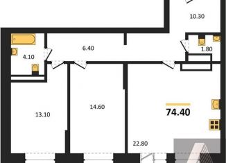 Продаю 2-ком. квартиру, 74.4 м2, Новосибирск, Приморская улица, 15с1