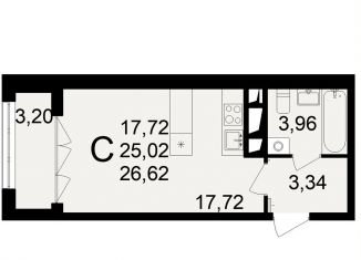 Продаю квартиру студию, 26.6 м2, Тула