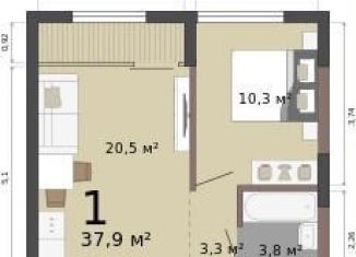 Продается 1-комнатная квартира, 37.9 м2, Екатеринбург, улица Бакинских Комиссаров, 33А/3, метро Проспект Космонавтов