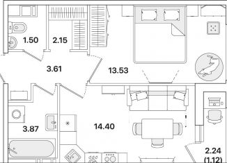 Продажа однокомнатной квартиры, 40.2 м2, Санкт-Петербург, метро Академическая