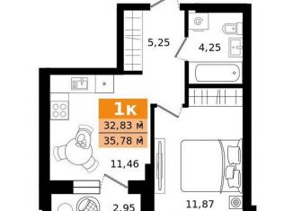 Продается 1-комнатная квартира, 35.8 м2, Екатеринбург, Монтёрская улица, 10Е, метро Ботаническая