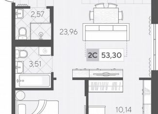Продам 2-комнатную квартиру, 53.3 м2, Тюмень