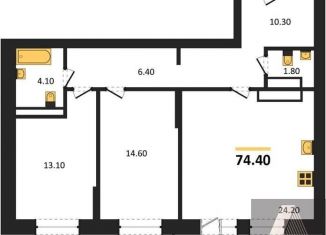2-ком. квартира на продажу, 74.4 м2, Новосибирск, Приморская улица, 15с1
