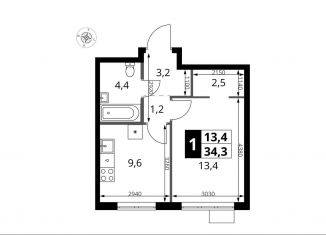 Продам 1-комнатную квартиру, 34.3 м2, поселение Мосрентген