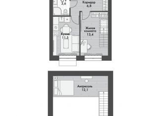 Продается однокомнатная квартира, 35.6 м2, поселок Октябрьский