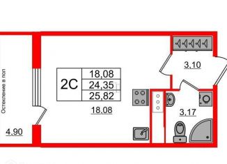 Продаю квартиру студию, 24.4 м2, Санкт-Петербург, 1-й Предпортовый проезд, 1, 1-й Предпортовый проезд