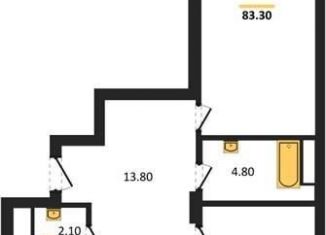 Продам двухкомнатную квартиру, 83.3 м2, Воронеж, улица Фёдора Тютчева, 93/4, ЖК Микрорайон Боровое